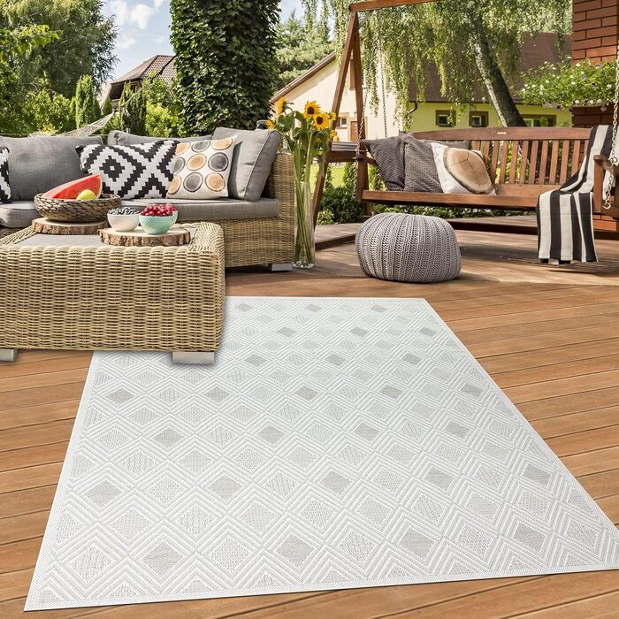 Килим Dream Outdoor Rug ROUND Атмосферостійка Сизаль Look 120 см (200 х 290 см, Кремові Діаманти)