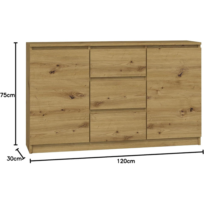Сучасний комод 2D3S 2 дверцята, 3 шухляди Дуб Ремісник Для вітальні, спальні, дитячої кімнати та кабінету