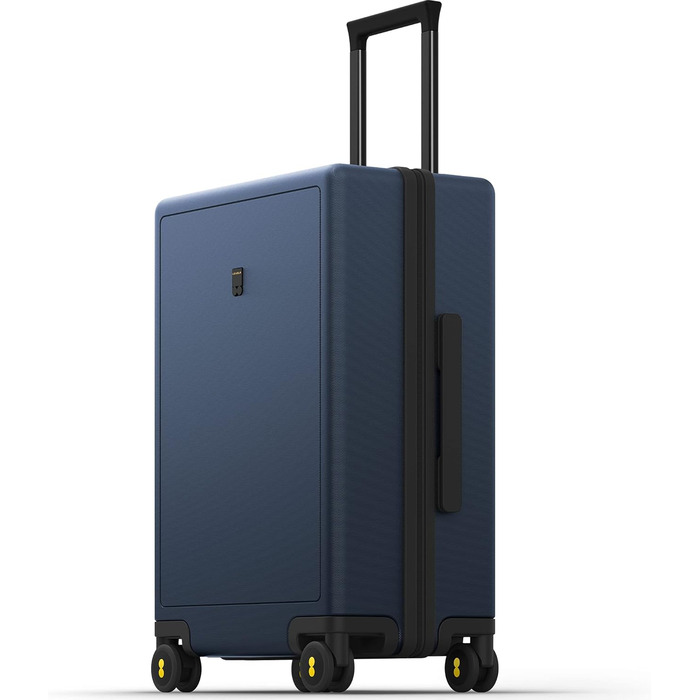 Валіза LEVEL8 з жорстким корпусом 66 см, 65 л, темно-синя, 4 колеса, TSA замок, 100% полікарбонат, мікродіамантове покриття, дорожній чемодан для подорожей