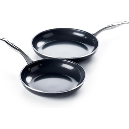 Набір сковорідок GreenPan Brussels, 2 шт. (24 см & 28 см), антипригарне покриття, нержавіюча сталь, індукція, сумісність з духовкою, без PFAS