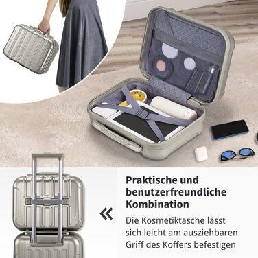 Набір валіз LALAHO 2 шт: дорожній набір з косметичною сумкою, валізи з ABS+PC, телескопічний ручка, ручна поклажа, градієнтний дизайн (Space Gray)