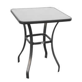 Outsunny Garden Table Квадратний скляний стіл атмосферостійкий чорний 68.5x68.5см для балкона патіо садові меблі