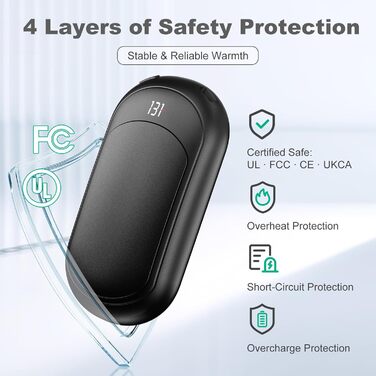 Електричні грілки для рук Macchiatto 2 шт., багаторазові, 3200mAh, 3 рівні нагріву, до 60°C, ідеальний подарунок на зиму, чорні