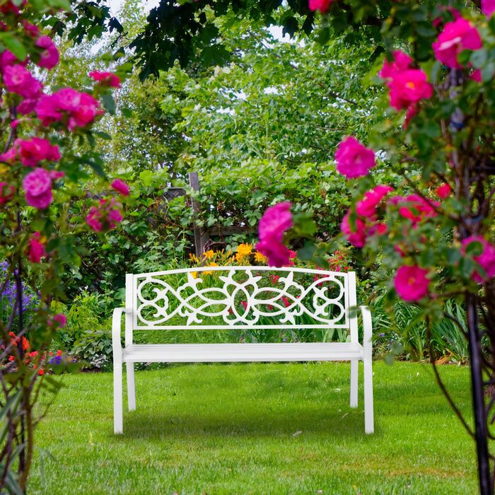 Relaxdays Вінтажна садовая лавка білого кольору
