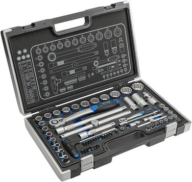 Набір інструментів Högert Technik 38/60 предметів: кейс, тріскачка, головки, біти 1/4