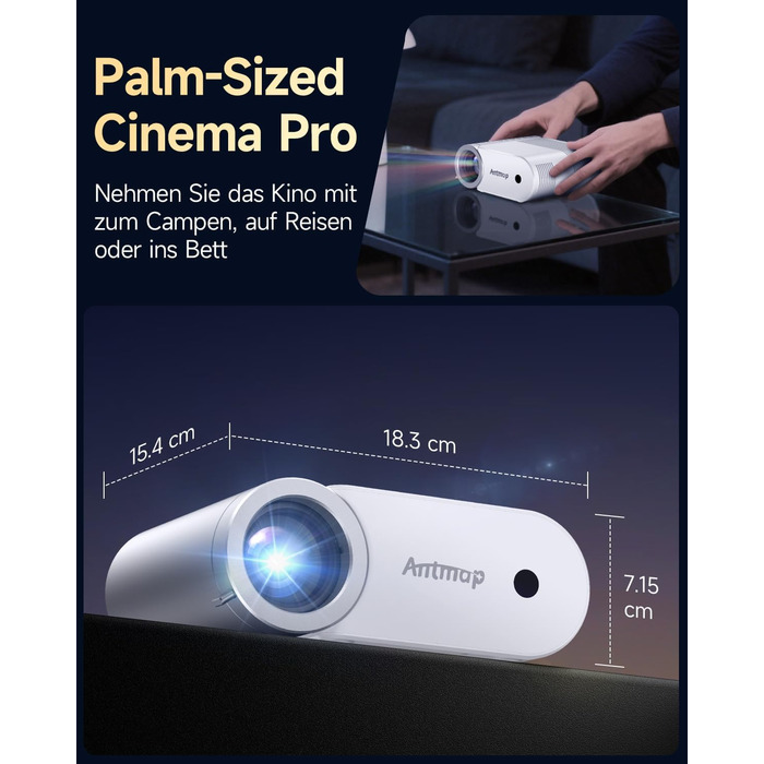 Міні проєктор Beamer Bluetooth WiFi 1080P: Підтримка iPhone/Android, HDMI, USB, Fire Stick, PS5. Компактний проєктор для телефону, фільмів, дому та відпочинку на природі