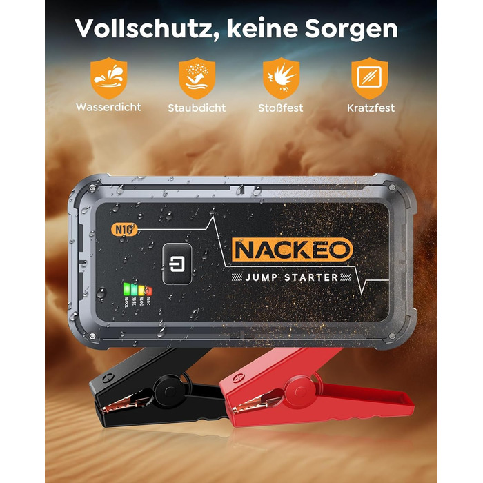 Powerbank для авто 12V Starthilfe 5000A: Зарядний пристрій для автомобіля, SUV, мотоцикла, газонокосарки з LED-ліхтарем