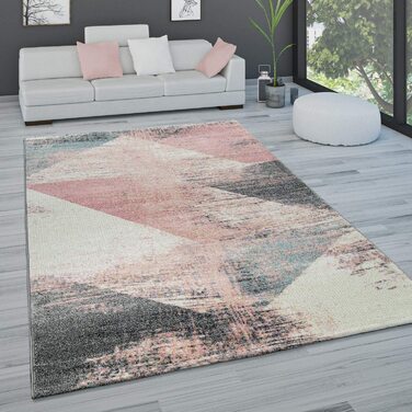 Домашній килим Пако, Вінтажний килим з коротким ворсом для вітальні, спальні, Сучасний пастельний ромбоподібний візерунок, Абстрактний, розмір колір (200x290 см, різнокольоровий)