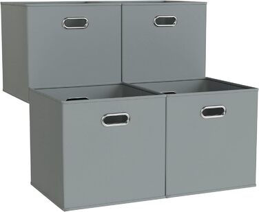 Складні коробки 33 л посилені, 33x33x33 см - матеріал Оксфорд - по 2 ручки - кубики для зберігання - якісні коробки-органайзери (сірі), 4 шт.