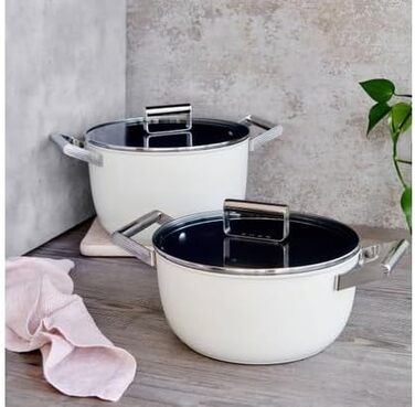 Кришка для каструль Smeg CKFL3001 зі загартованого скла з ручкою з нержавіючої сталі та випускником пари, діаметр 24 см