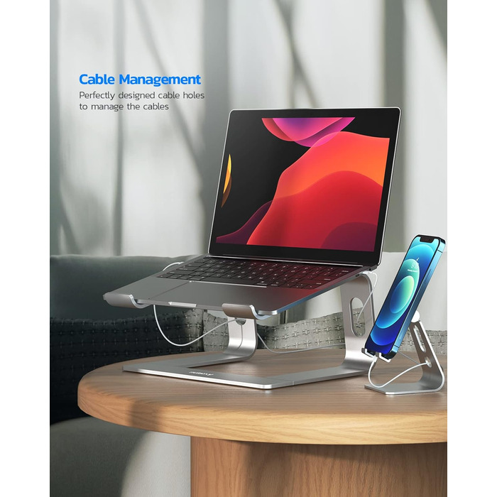 Підставка для ноутбука NULAXY, регульована, алюміній, сумісна з Dell, HP, Samsung, Lenovo (10-16 дюймів), чорний (срібло)