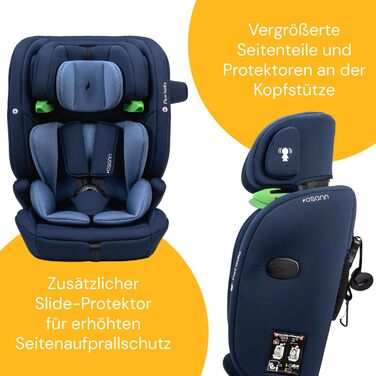 Дитяче автокрісло Osann Flux Isofix, i-Size від 76 до 150 см, зростаюче дитяче автокрісло Isofix - сірий меланж (I-Size Navy Melange)