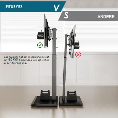 Підлогова підставка для телевізора FITUEYES регулюється по висоті, поворотна на 26-65 дюймів, максимальна 40 кг, VESA 400x400, чорна