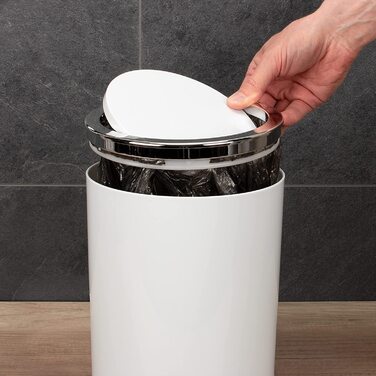 Косметичне відро Savona серії bremermann для ванної кімнати з відкидною кришкою, пластикове відро для ванни об'ємом 5,5 літра (біле)