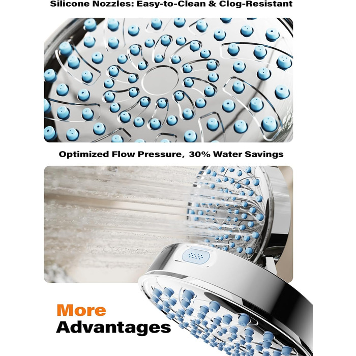 Фільтр для душу Cobbe з шлангом, високонапірна ручна лійка з 20-ступеневою фільтрацією, водозберігаючий душ з 6 режимами струменя, дощовий душ, що підвищує тиск, економний душ для жорсткої води (7.chrom01)