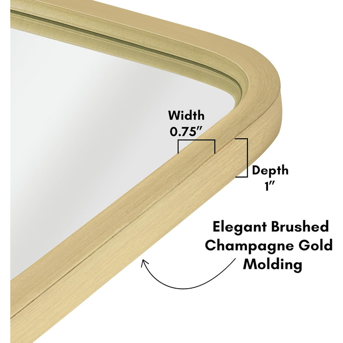 Дзеркало овальне Americanflat Spiegel Oval 30x61 см, золотий пластиковий каркас для ванної, вітальні, спальні