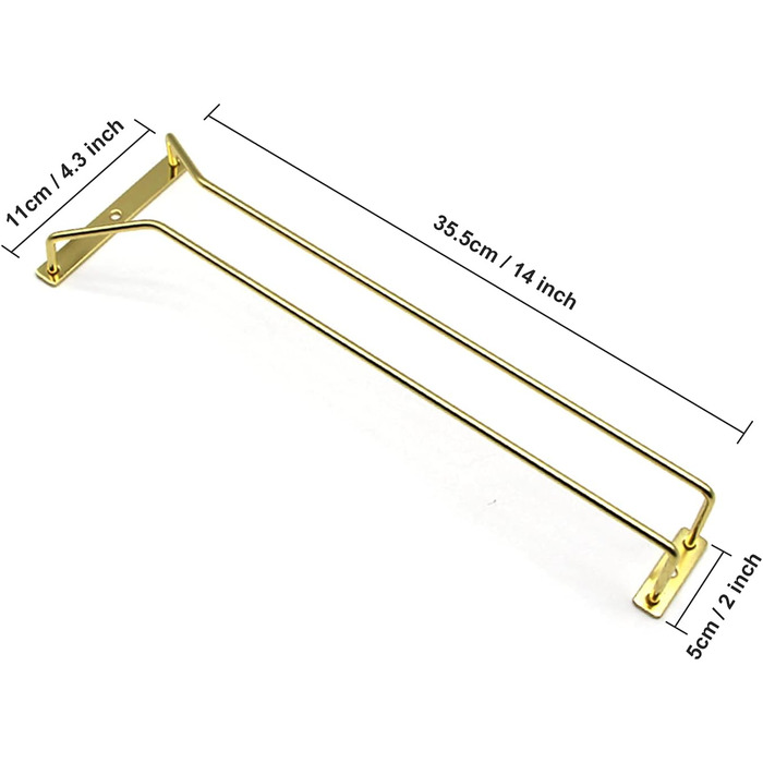 Тримач для келихів RedDreamer, 4 шт., нержавіюча сталь, для шафи, кухні, бару, 27.7 см (14 дюймів), золотий