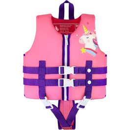 Дитячий рятувальний жилет Wenlia, плавальний жилет для хлопчиків і дівчаток, плавальний жилет з регульованими ременями безпеки, рожевий жилет для плавання у віці 3-8 років / 29-57 фунтів (5-6 років)