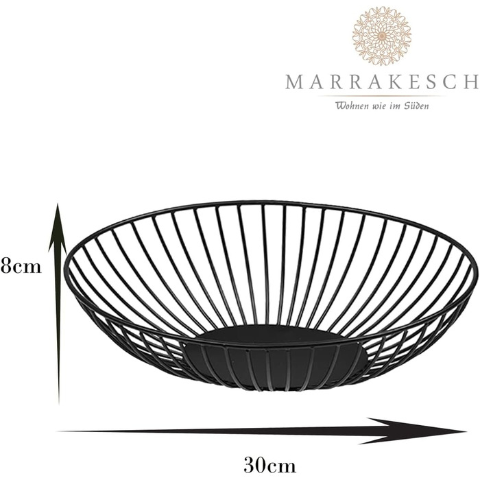 Миска для фруктів Марракеш, металева, чорна, 30 см, дротяна корзина, скандинавський дизайн