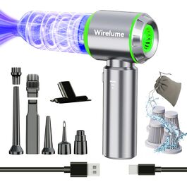 Акумуляторний ручний автомобільний пилосос 4 в 1, бездротовий міні-пилосос 22000 Па, потужний циклонний прибирання, 3 режими потужності, портативний для авто та шерсті тварин (Сріблястий)