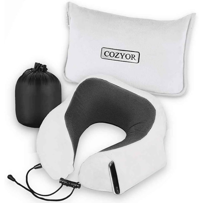 Набір для подорожей Cozyor 4-в-1: подушка для шиї, маска для сну, подушка для подорожей та плед 2 в 1, навушники, з кріпленням для рюкзака та валізи, червоний. Плед + подушка для шиї + маска для сну + навушники