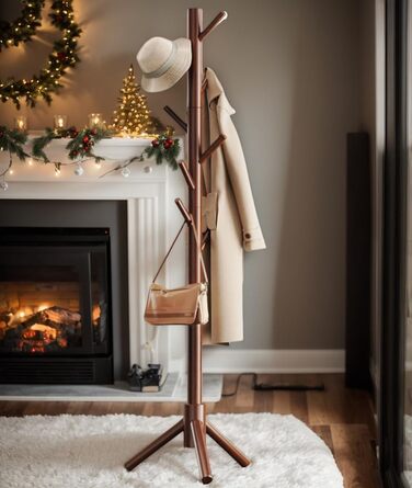 Підвісна вішалка для одягу Pipishell - дерев'яна, з 8 гачками, регульована висота, для дому та офісу