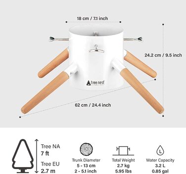 Підставка для різдвяної ялинки Tree Nest металева M 56,5 см біла