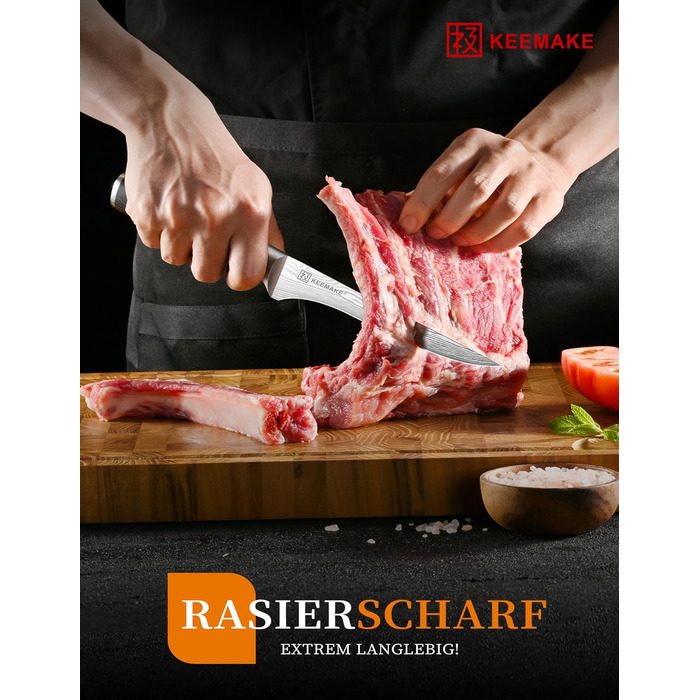 KEEMAKE Набір кухонних ножів: професійний ніж шеф-кухаря з захистом леза, універсальний ніж для м'яса, овочів та риби (15 см)