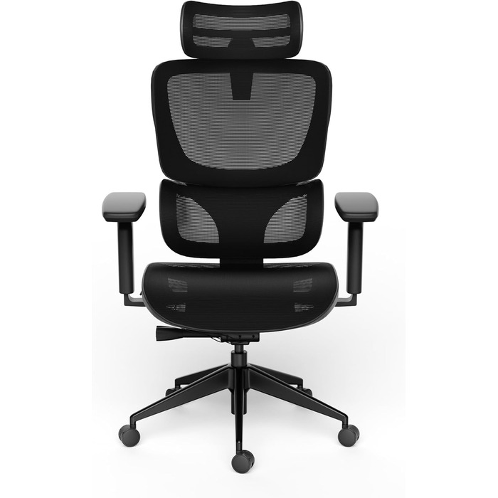 Офісне крісло Ergolutions Senta FX Mesh - ергономічне, з регульованою 3D підголівником, сітчасте, дихаюче, для великих людей, 7 років гарантії, сертифіковане BIFMA, висота сидіння 53-62 см