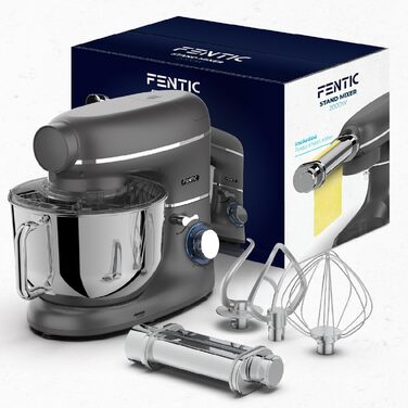 Кухонна машина з тістомісом та спагетницею – 2000W, з нержавіючою сталею, 6.2L, сірий колір