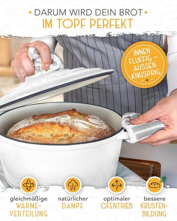 Форма для випікання хліба з чавуну з кришкою Krustenzauber, 28 см, 4.7л, емальована