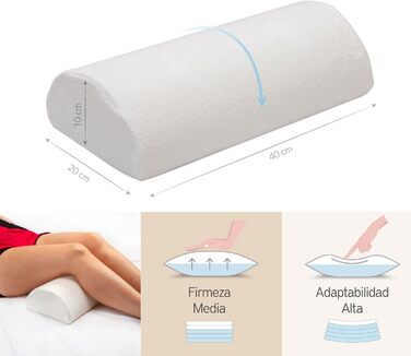 Ергономічна подушка для ніг Pikolin Home у формі півмісяця, віскоеластична з ефектом пам'яті, дихаюча, 20 x 40 см, натуральний колір
