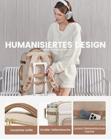 LOVEVOOK Рюкзак для ручної поклажі, 40L, великий рюкзак для жінок, водонепроникний, для ноутбука 17 дюймів, рюкзак-валіза для подорожей, роботи, бізнесу, вихідних, оливковий, світло-зелений, бежевий, оливковий (Хакі, бежевий, пісочно-коричневий)