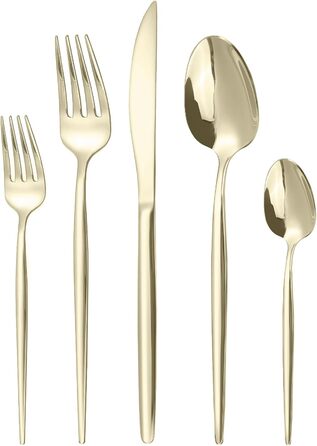 Набір столових приборів на 6 осіб, Targzier, 30 предметів, нержавіюча сталь, кольоровий, для кухні/готелю/ресторану, високоякісний, придатний для миття в посудомийній машині (60 предметів, Champagne)