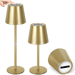 LED-лампа настільна бездротова OUTON (2 шт.) з регулюванням яскравості, 3 режими кольору, USB-C зарядка, IP54, 30 годин роботи – для дому та вулиці, чорний/золотий