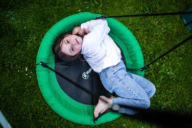 Гойдалка-гніздо для саду HyperMotion Storchennest з А-рамою, 2 місця, 150 кг, зелено-сіра (HYP1)