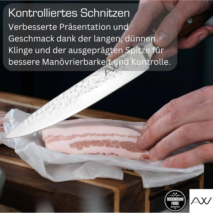 Набір кухонних ножів Rockingham Forge Ashwood 8 предметів з дерев'яною ручкою, точилка та ножиці – професійні ножі з нержавіючої сталі, преміум якість