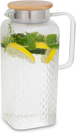 Скляна карафа з кришкою та фільтром 2 л - карафа для води з Borosilikat скла, Gluggle Jug