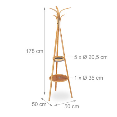 Вішалка для одягу Relaxdays з бамбука з полицями
