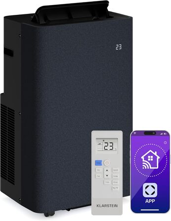 Klarstein AireLux: Мобільний кондиціонер 14000 BTU, до 51 м², керування через додаток та голосовий помічник, 4-в-1 (охолодження, осушувач, вентилятор, нічний режим), тихий, темно-сірий