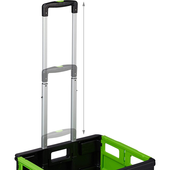 Складний візок для покупок з телескопічною ручкою, 2 гумові візки вагою до 35 кг, візок для покупок з алюмінію і АБС-пластика (Зелена, 2 упаковки), 1