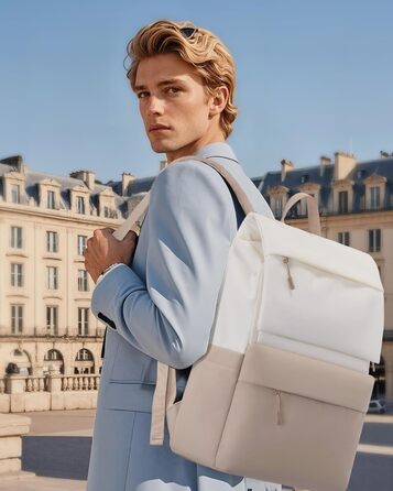 LOVEVOOK Рюкзак для ноутбука 17.3 дюйма, водонепроникний, для жінок та чоловіків, великий шкільний рюкзак, для підлітків, для роботи, навчання (15.6 дюйма, бежевий+хакі)