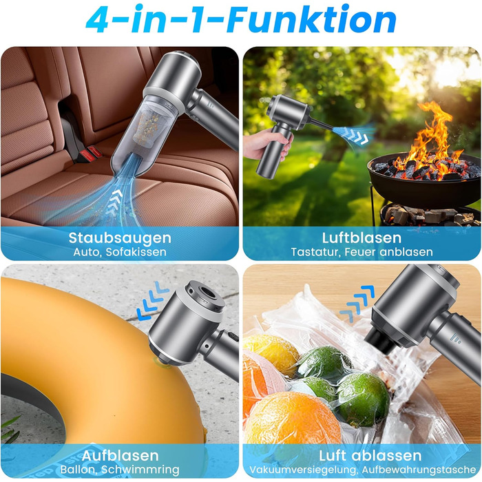 Акумуляторний ручний пилосос для автомобіля та дому, бездротовий портативний міні-пилосос 25000Па для прибирання шерсті тварин, офісу та кухні