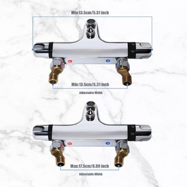 Змішувач для ванни з термостатом Uten, 2 виходи, латунь, захист 38°C