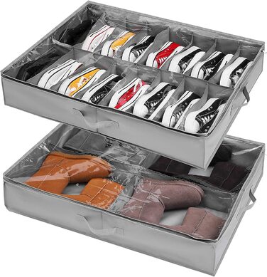 Комод під ліжком для зберігання взуття 2 шт., системи зберігання взуття з 164 відділеннями, органайзер для взуття під ліжком