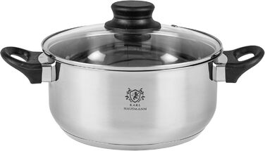 Набір каструль з нержавіючої сталі Induktion 3-х частинний - для всіх типів плит - з кришкою з термостійкого скла - з мірною шкалою