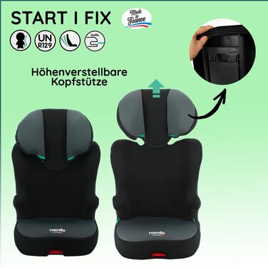 Автокрісло-бустер Isofix START I FIX 106-140 см R129 i-Size - Для дітей від 5 до 10 років - Регульований по висоті підголівник - Поворотна основа (Автомобілі)