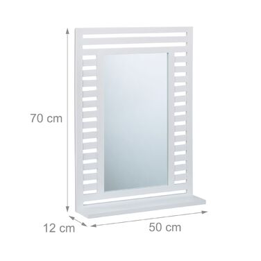 Дзеркало для ванної кімнати Relaxdays з поличкою, біле