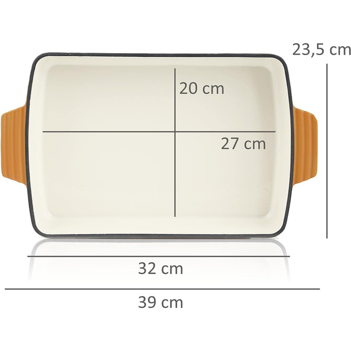 Чавунна форма для запікання 3,8 л емальована форма для лазаньї форма для духовки форма для запікання форма для запікання форма для запікання форма для запікання (Sunny Orange)