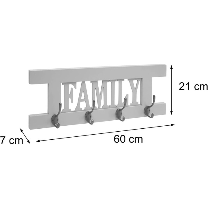 Набір настінних вішалок для одягу Mendler HWC-C60 HomeFamily Coat Rack Panel, Shabby-Look Vintage - (Білий, Потертий, 21 x 60 x 7 см)